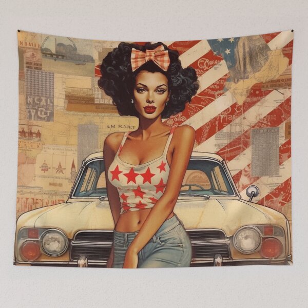 Item preview, America Retro Vintage Patchwork of Americana Pattern Collage designed and sold by BrandonArtWorld.