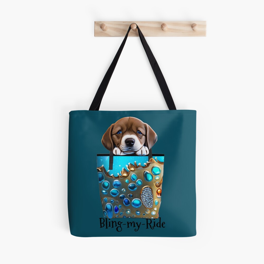 Bling-my-Ride Cute Brown and white Puppy in a Tote Bag | Tote Bag