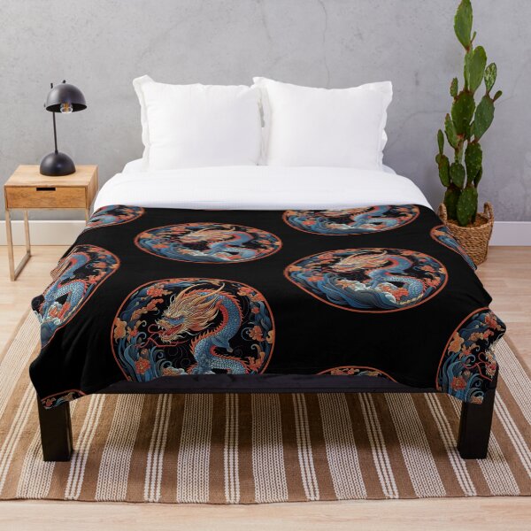 Item preview, Dragon Chinese Style | Blue and Red | Waves and Flowers designed and sold by FantasySoul.
