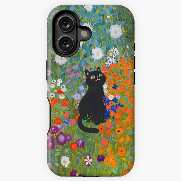Aperçu de l'œuvre Gustav Klimt Cat Cottage Garden avec chat noir créée et vendue par outdoorway.