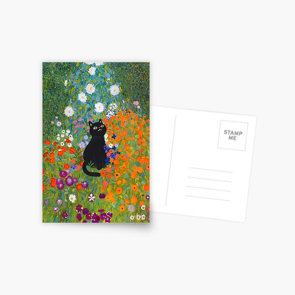 Item preview, Gustav Klimt Cat Cottage Garden with Black Cat designed and sold by outdoorway.
