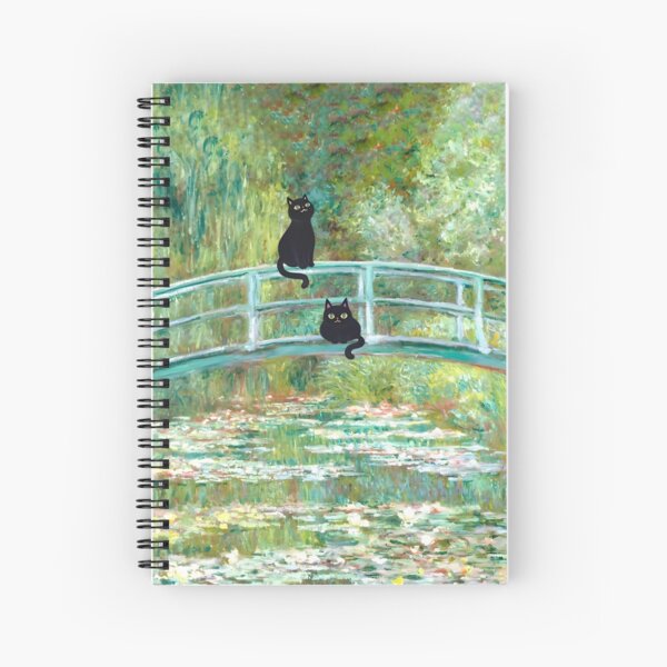 Aperçu de l'œuvre Le pont de l'étang aux nénuphars de Monet avec les chats créée et vendue par outdoorway.