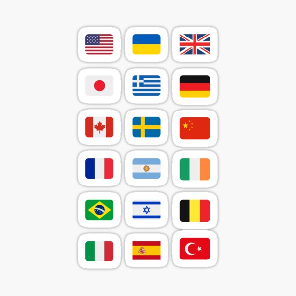 Aperçu de l'œuvre Autocollants Drapeaux vol.1 créée et vendue par Calliope ❤️.