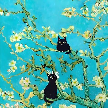 Artwork thumbnail, Van Gogh Almond Blossoms Cat by outdoorway