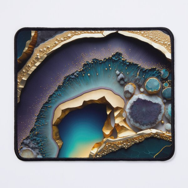 Aperçu de l'œuvre Géode violet foncé, bleu sarcelle et or créée et vendue par CeeJBeeCreates.