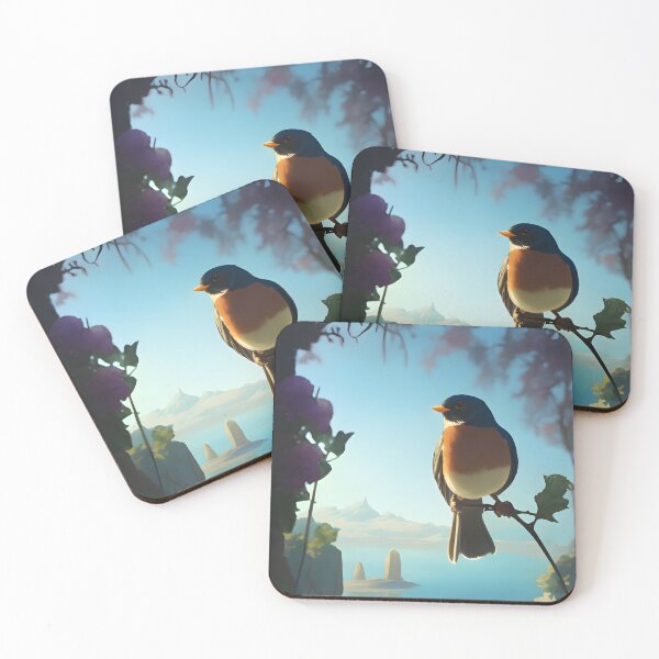 Item preview, American robin perched in a bush designed and sold by MDArtdesigns.
