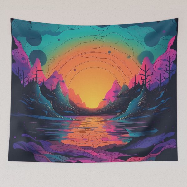 Item preview, Psychedelic Abstract Art Inspired By Nature: Vibrant Sunset designed and sold by OdysseyArtworks.