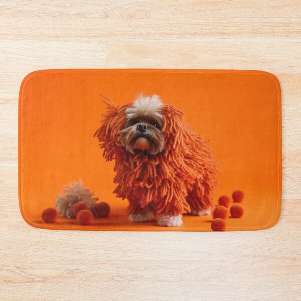 Item preview, Small dog in orange wool fringed dress. designed and sold by DigitalArties.