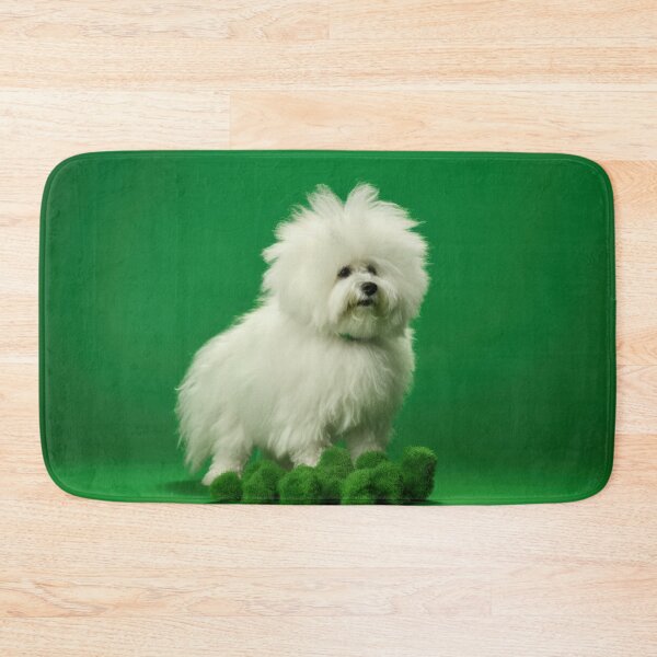Item preview, Curly white dog on clump of moss. designed and sold by DigitalArties.