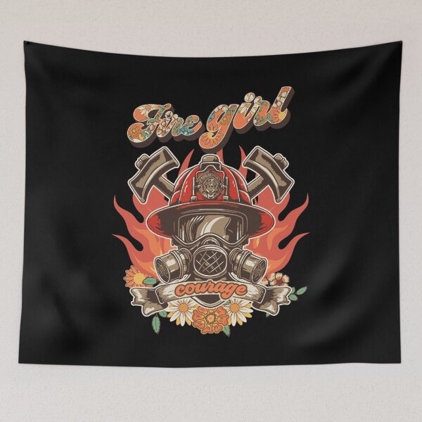 Item preview, Firefighter woman Fire girl floral groovy  designed and sold by HomeCoquette.