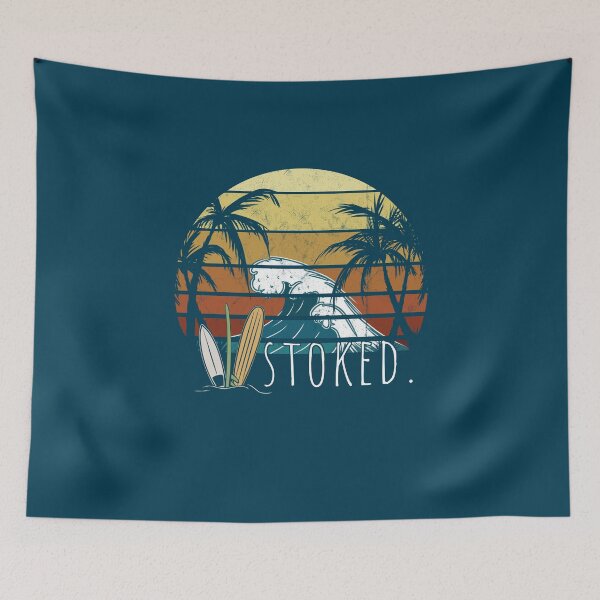 Item preview, Stoked. Big Wave, Surfboards & Retro Sunset Surf Vibes designed and sold by Skizzenmonster.