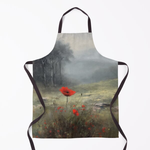 Item preview, Soft Atmospheric Oil Painting, Misty Poppy in Scottish Landscape, Rustic Realism, Daguerreian Aesthetic, Shot on 70mm, Ferrania P30, Wall Art, Home Decor designed and sold by stateofhuman.