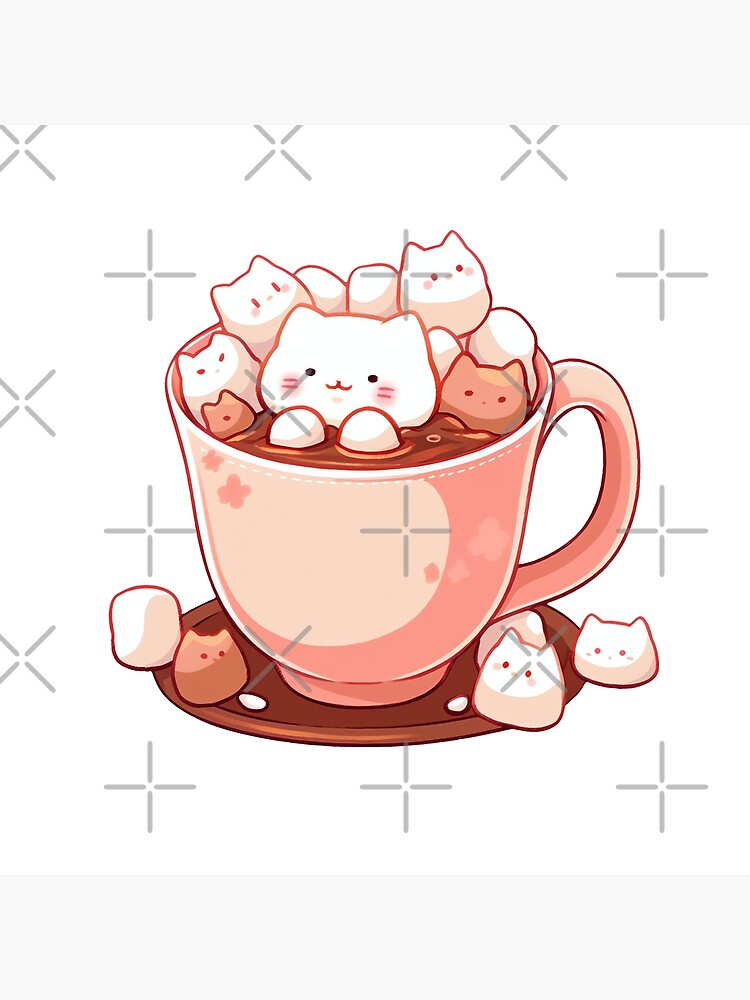 Cute Kawaii Cup of Cocoa with Marshmallow Cats Poster for Sale by  CozyKawaiiArt