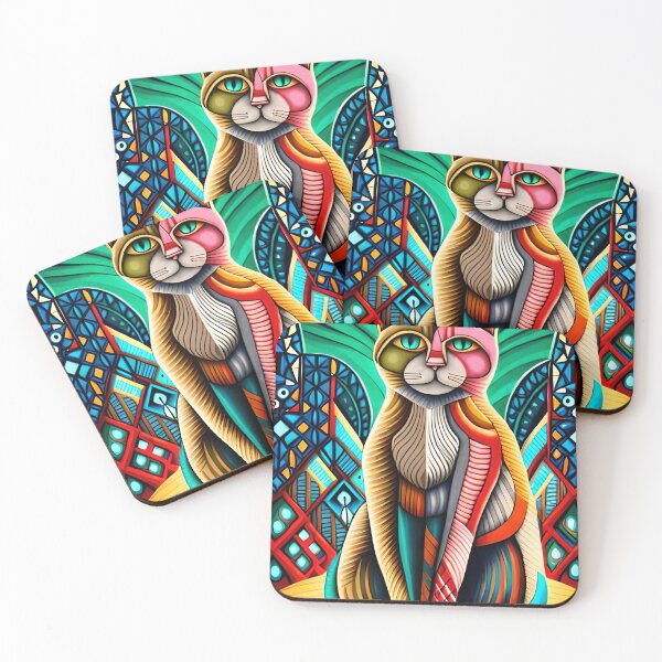 Item preview, Painted colorful funny cat designed and sold by HappyTrippy.