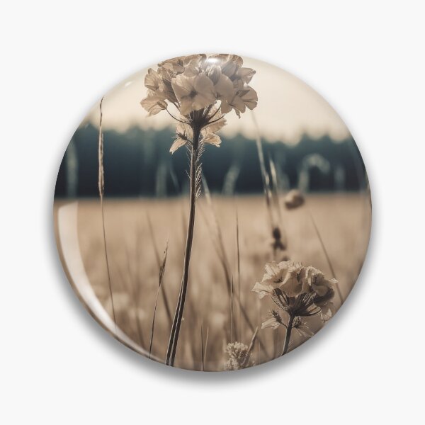 Item preview, Nostalgic Landscapes, Sepia-Toned Wildflower Portrait in Field, Vintage Photorealistic Landscape, Home Decor, Wall Art designed and sold by stateofhuman.
