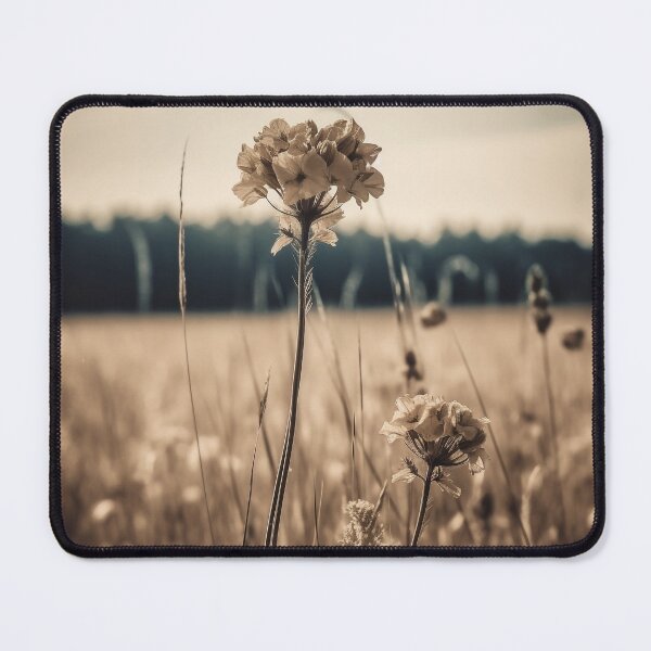 Item preview, Nostalgic Landscapes, Sepia-Toned Wildflower Portrait in Field, Vintage Photorealistic Landscape, Home Decor, Wall Art designed and sold by stateofhuman.