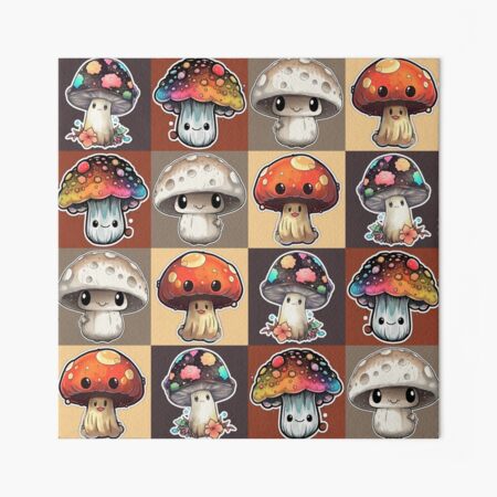 Colorful Hand Drawn Mushroom Pattern Fungi Texture Art Board Print for  Sale by SoccaTamam