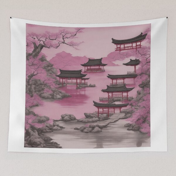 Item preview, Ink and Wash Serenity: A Tranquil Japanese Torii Gate and Shrine designed and sold by RedArtG09.