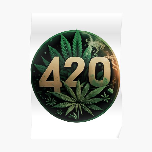 420 Unkrautblatt mit Rauchlogo Poster