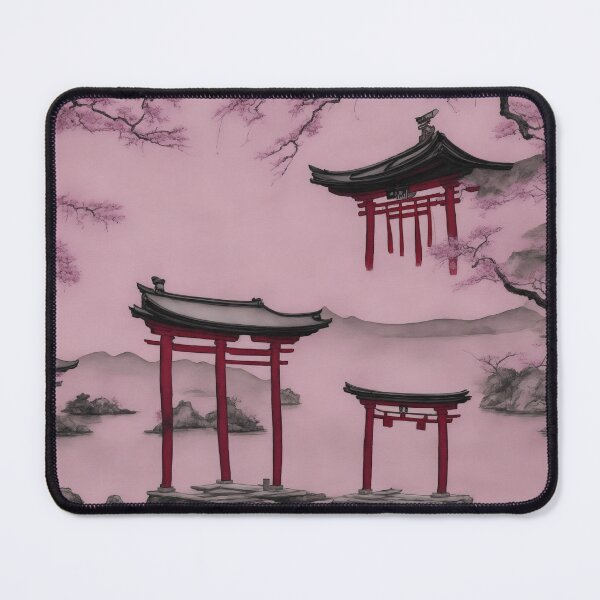 Item preview, A Brushstroke of Tranquility: Japanese Torii Gate in Chinese Ink and Wash designed and sold by RedArtG09.