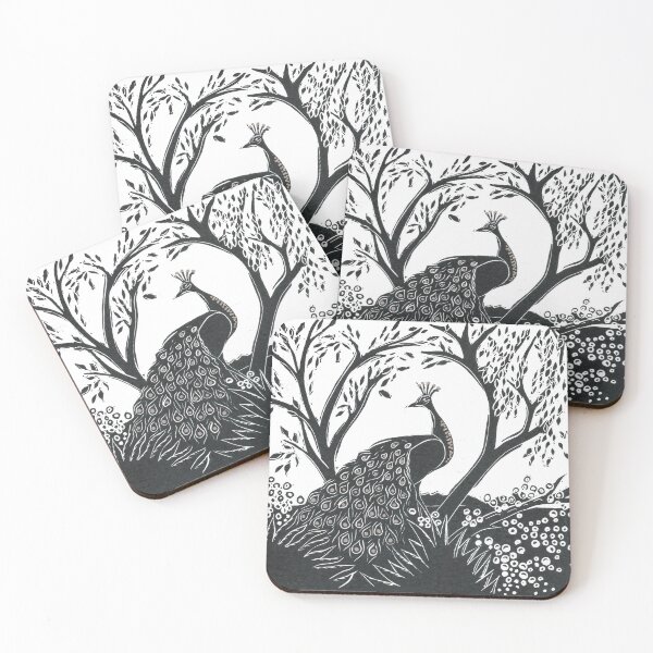Item preview, Peacock Linocut in green designed and sold by Maddy Bennett.
