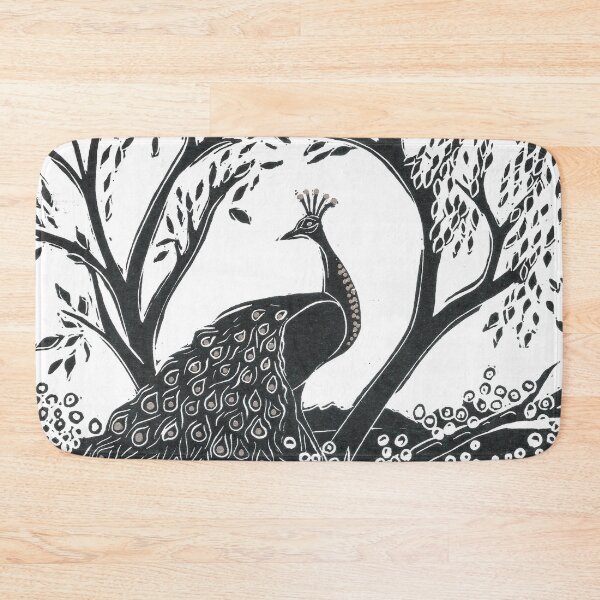Item preview, Peacock Linocut in green designed and sold by Maddy Bennett.