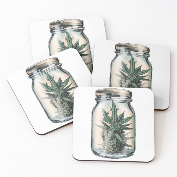 Item preview, A Jar of Cannabis Bud and Green Leaf designed and sold by Tuong Nguyen.