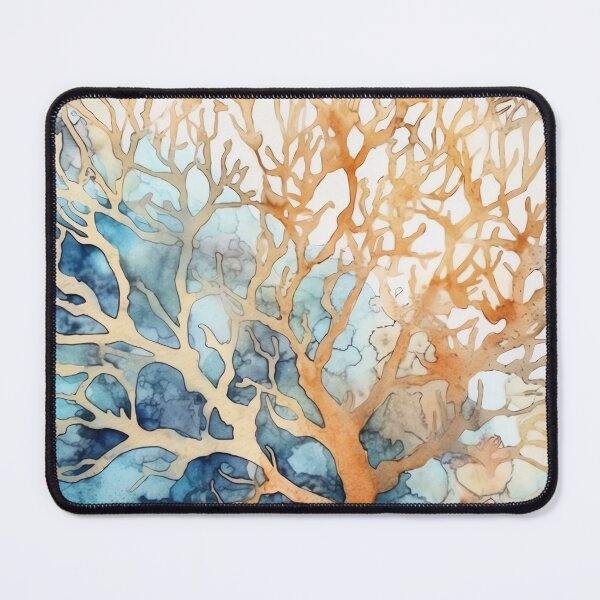 Item preview, Coral Symphony Watercolor in Orange and Blue designed and sold by Bebichic.