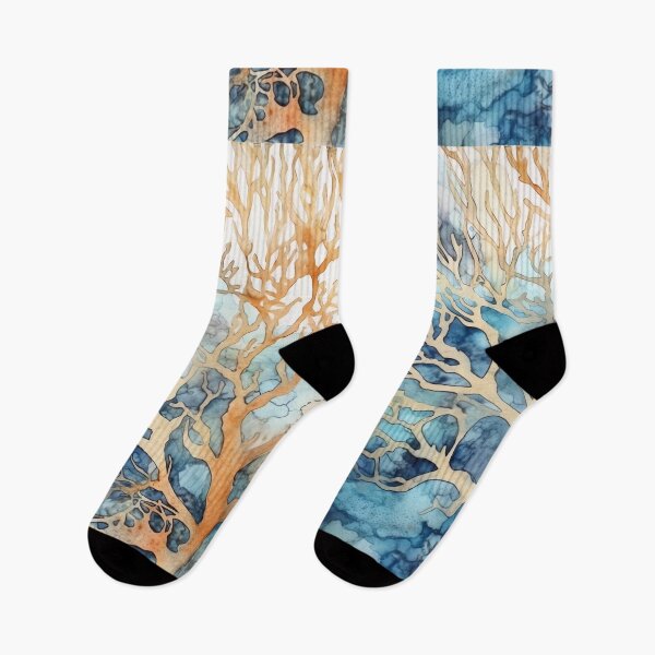 Item preview, Coral Symphony Watercolor in Orange and Blue designed and sold by Bebichic.