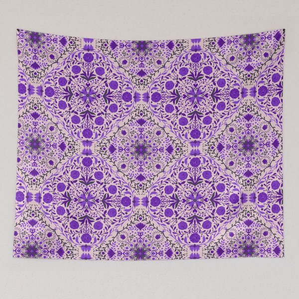 Item preview, Floral tiles in violet and cotton candy pink designed and sold by Katerina Mitkova Kirilova.