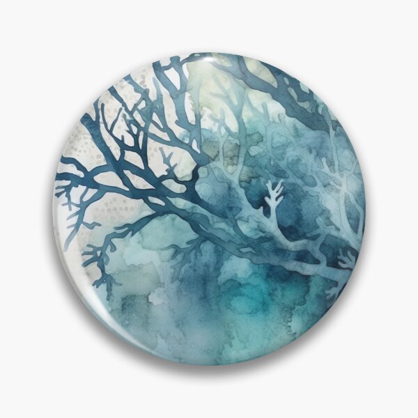 Item preview, Coral Symphony Watercolor in Teal Blue designed and sold by Bebichic.