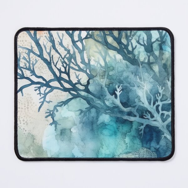 Item preview, Coral Symphony Watercolor in Teal Blue designed and sold by Bebichic.