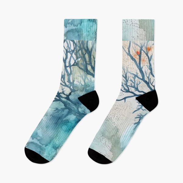 Item preview, Coral Symphony Watercolor in Teal Blue designed and sold by Bebichic.