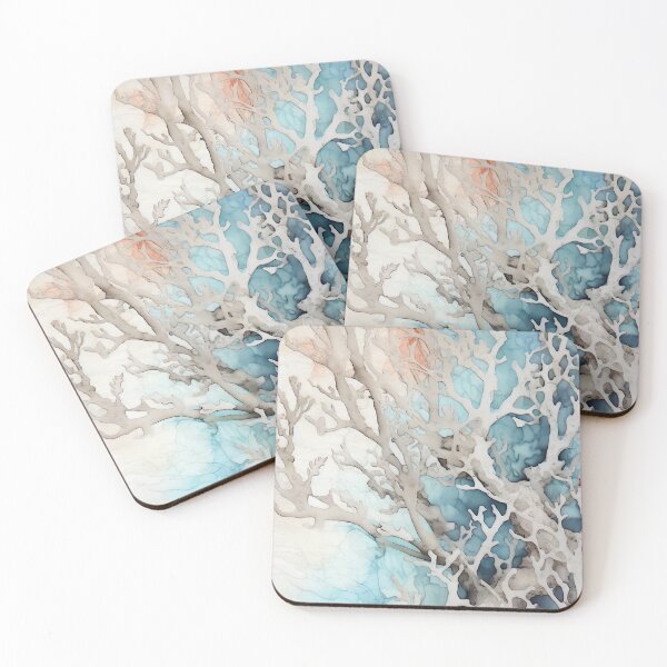 Item preview, Coral Symphony Watercolor in Light Grey and Blue designed and sold by Bebichic.