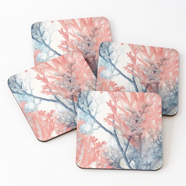 Item preview, Coral Symphony Calming Watercolor in Light Red and Blue designed and sold by Bebichic.