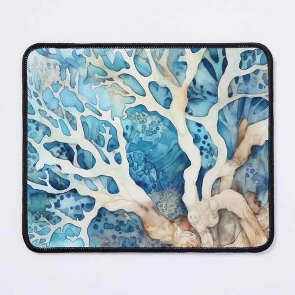 Item preview, Coral Symphony Watercolor in Orange and turquoise Blue II designed and sold by Bebichic.