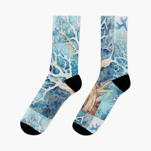 Item preview, Coral Symphony Watercolor in Orange and turquoise Blue II designed and sold by Bebichic.