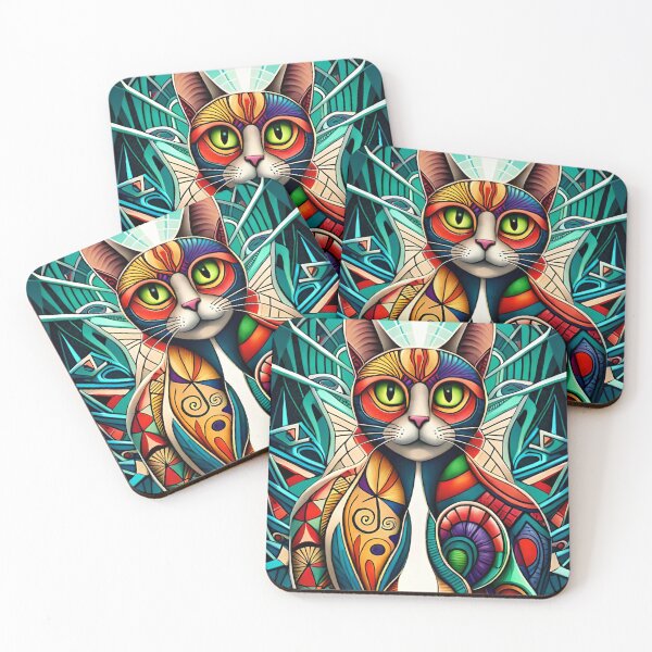 Item preview, Painted colorful funny cat designed and sold by HappyTrippy.