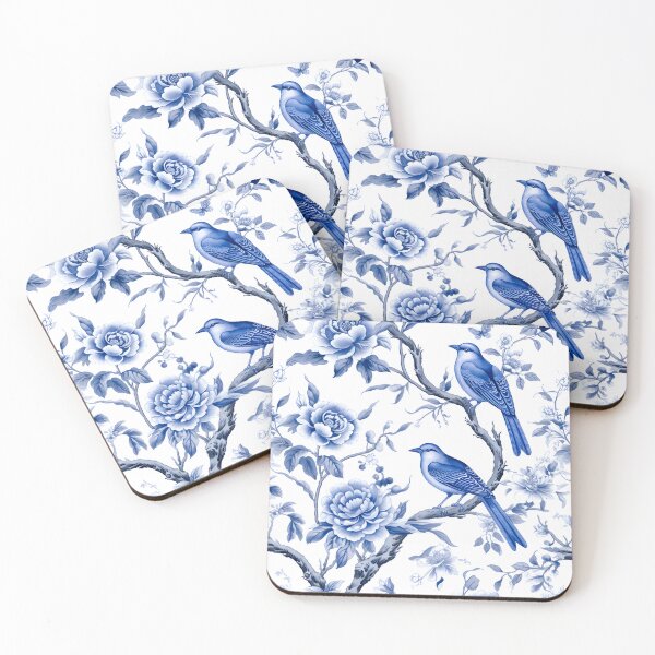Item preview, Azure Song: Blue Porcelain Birds Pattern designed and sold by SweetRepeat.