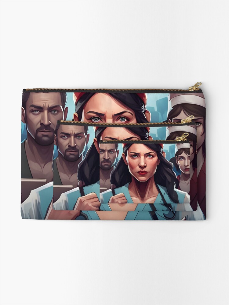 Thumbnail 2 of 4, Zipper Pouch, Protesting nurses designed and sold by Colin-Bentham.