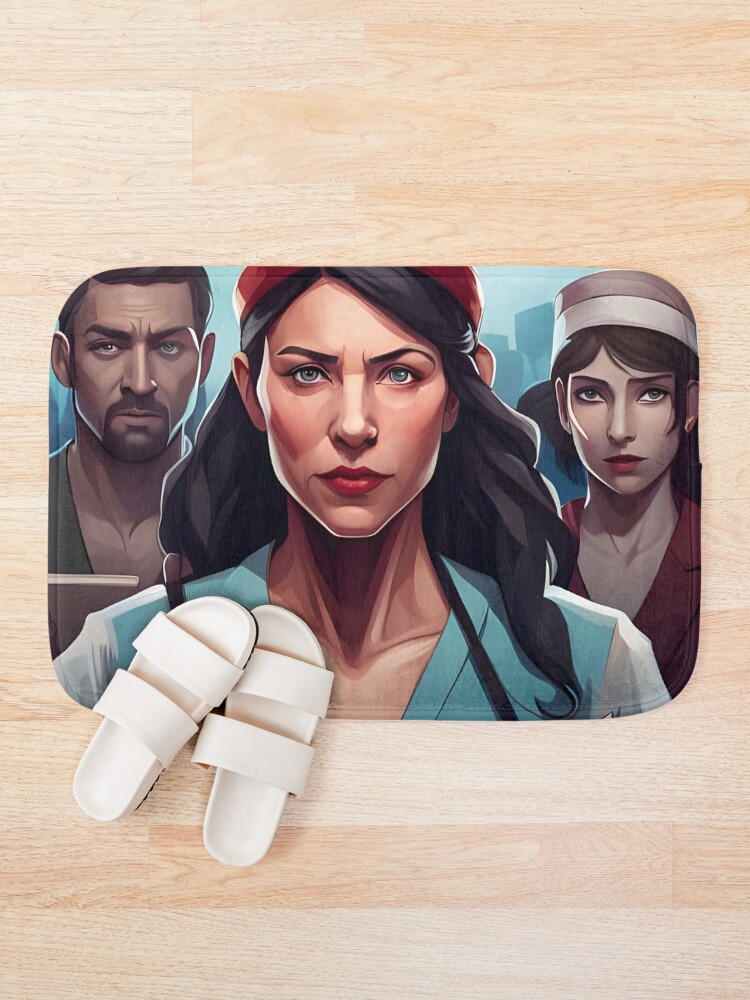Thumbnail 1 of 6, Bath Mat, Protesting nurses designed and sold by Colin-Bentham.