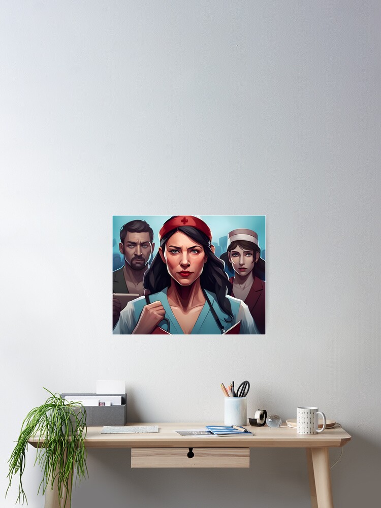 Thumbnail 2 of 3, Poster, Protesting nurses designed and sold by Colin-Bentham.