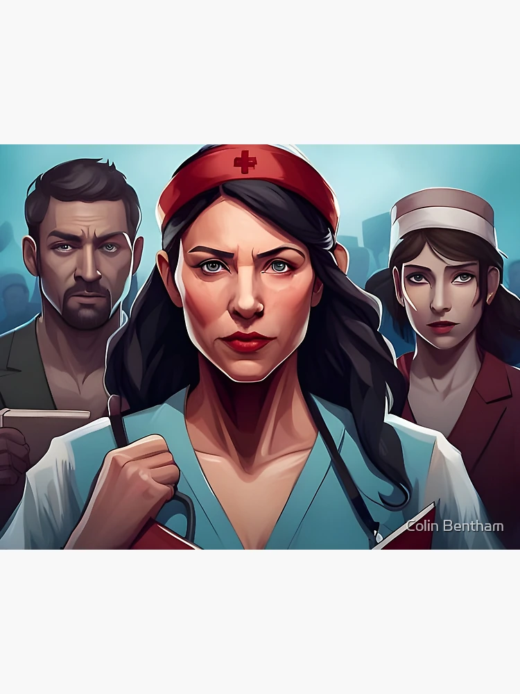 Thumbnail 3 of 3, Poster, Protesting nurses designed and sold by Colin Bentham.