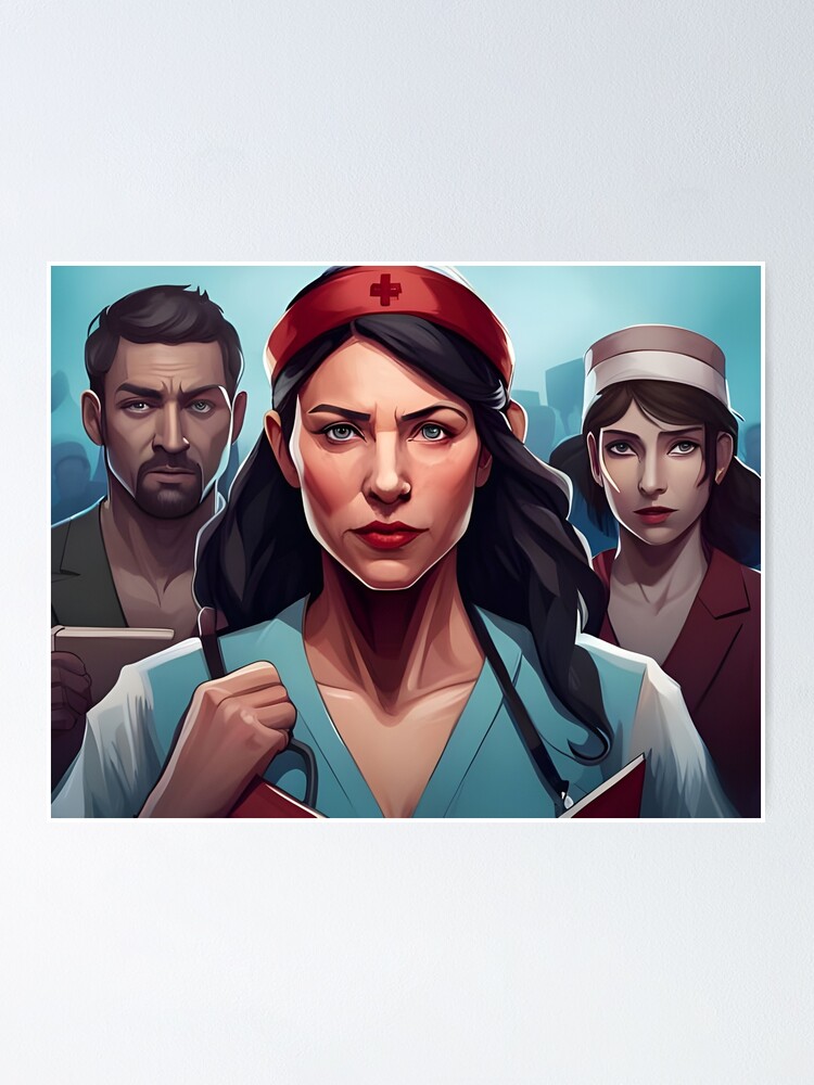 Thumbnail 1 of 3, Poster, Protesting nurses designed and sold by Colin-Bentham.