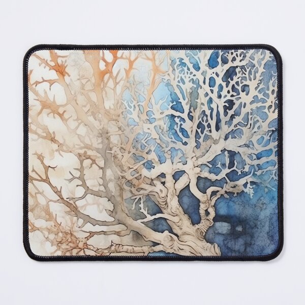 Item preview, Coral Symphony Calming Watercolor in Light Orange and Blue designed and sold by Bebichic.