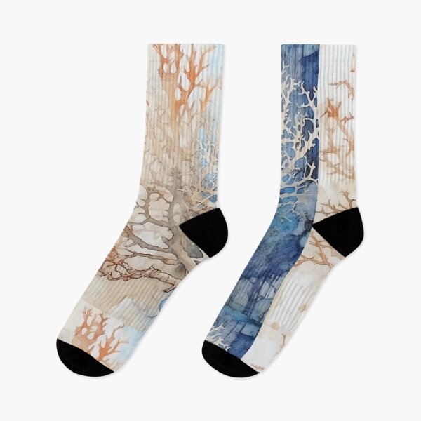 Item preview, Coral Symphony Calming Watercolor in Light Orange and Blue designed and sold by Bebichic.