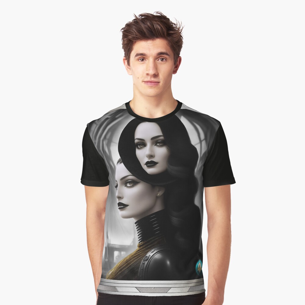 Her Hidden Thoughts Revealed Sci-Fi Beautiful AI Concept Art Portrait by Xzendor7 Graphics T-Shirt
