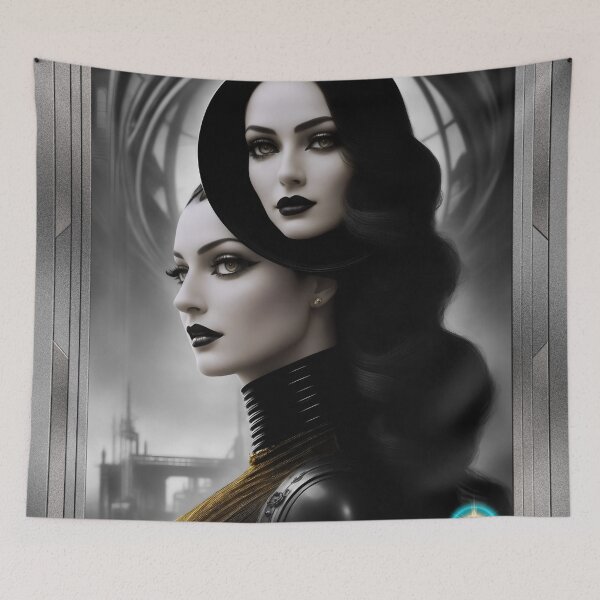 Item preview, Her Hidden Thoughts Revealed Sci-Fi Beautiful AI Concept Art Portrait by Xzendor7 designed and sold by Xzendor7 Digital Art Creations.