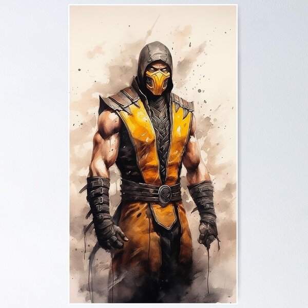 Artikel-Vorschau von Aquarellmalerei von Scorpion aus Mortal Kombat, designt und verkauft von Druss2012.