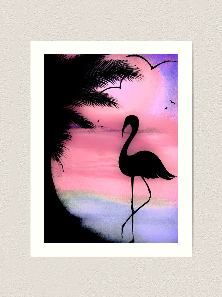 flamingo silhouette painting